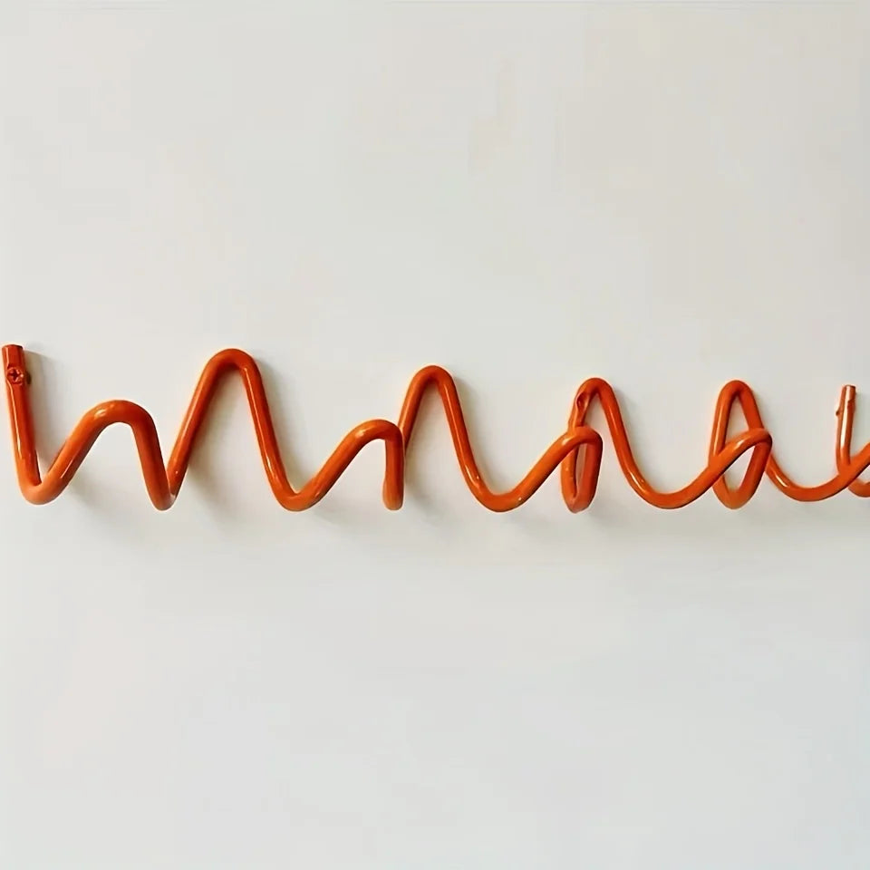 Wavy Design Wall Mounted Metal Hook Silver Black Creative Coat Rack for Home Hotel Entryway