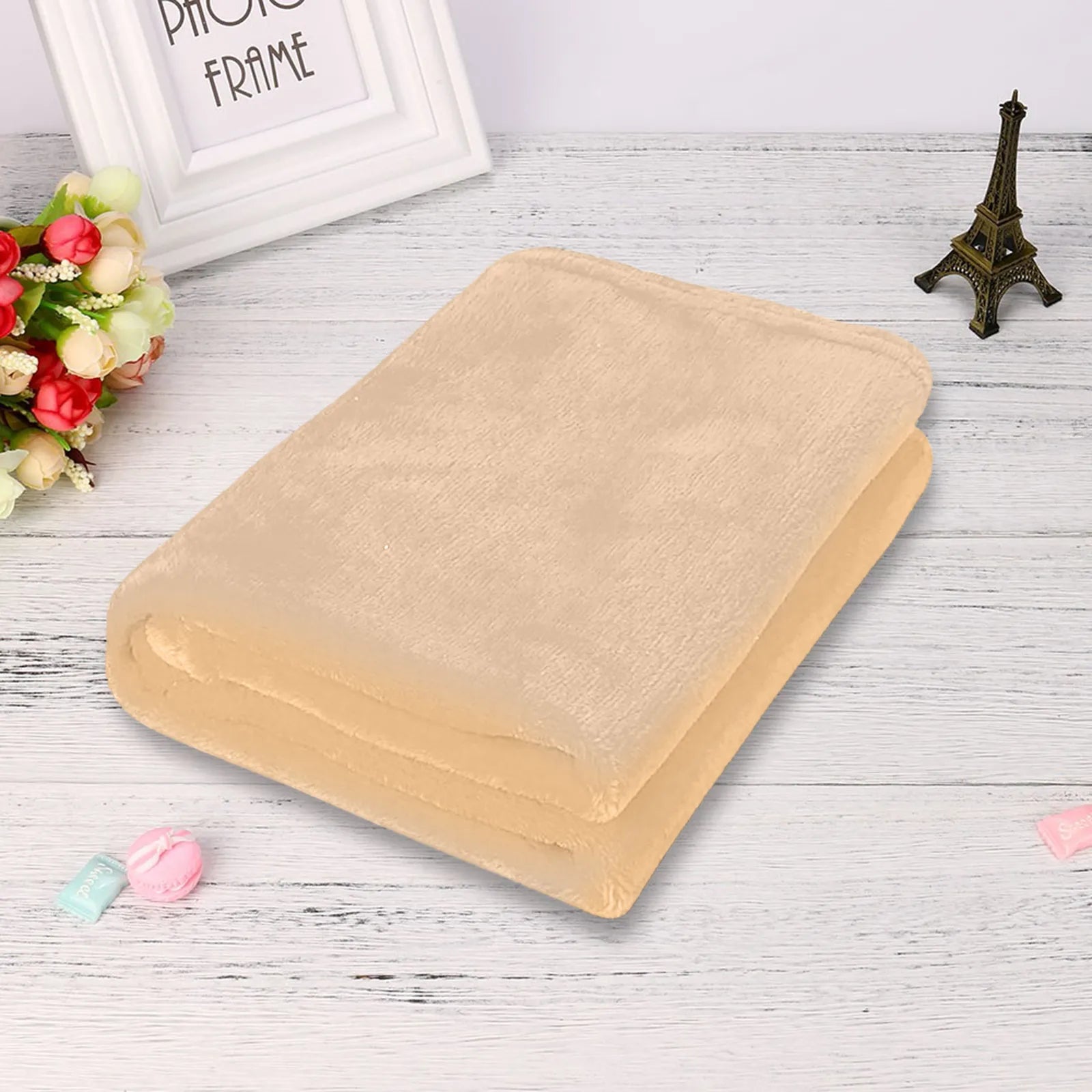 Solid Flannel Coral Blanket, Small Fleece Sheet, Super Warm Solid Micro-Plush Fleece Throw Blanket, Sofa and Bedding Essential