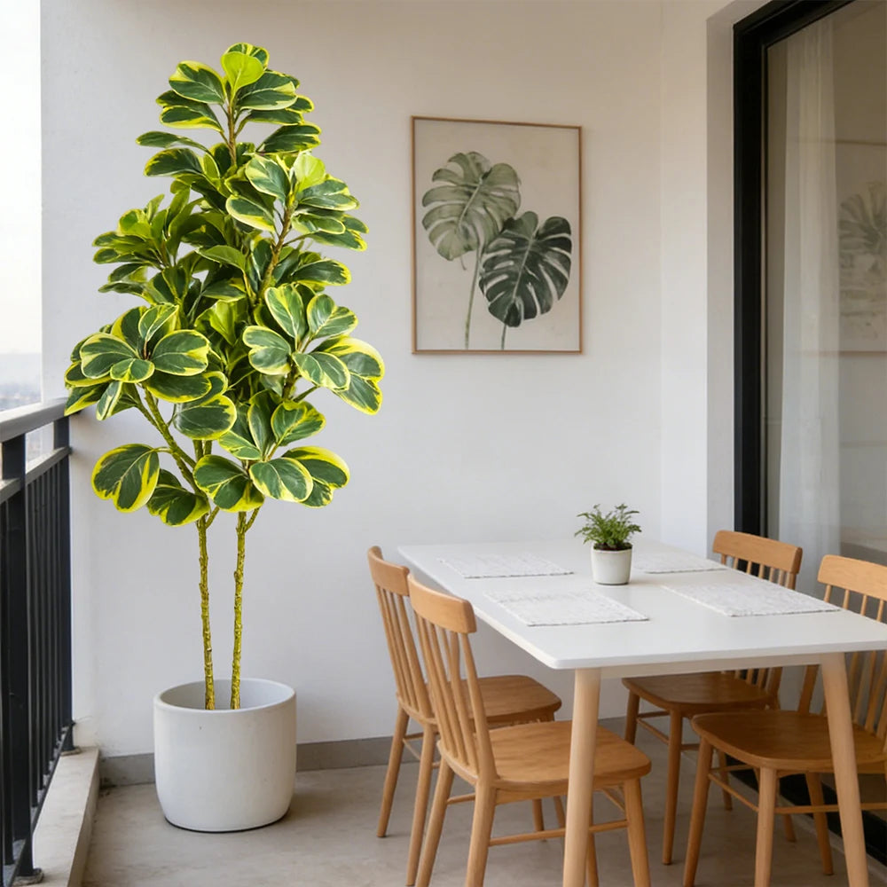 76-115cm Faux Ficus Tree Tall Fake Oak Tree Tropical Green Plant Palstic Banyan Branch For Home Floor Shop Party Wedding Decor