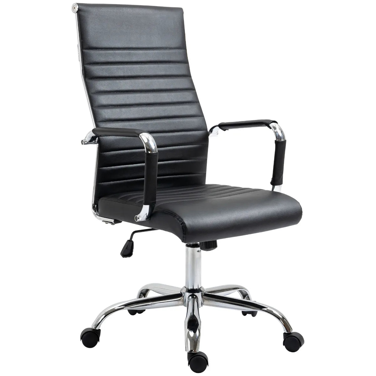 Office Chair, Ergonomic Executive Chair with Rocking Function, Height Adjustable, Upholstered with Faux Leather and Foam, Black