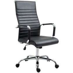 Office Chair, Ergonomic Executive Chair with Rocking Function, Height Adjustable, Upholstered with Faux Leather and Foam, Black