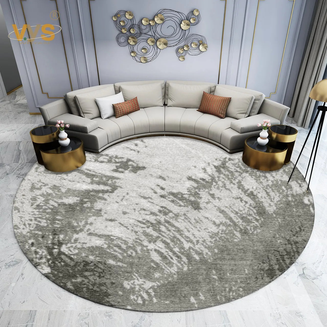 Modern-Style Rugs for Living Room, Light Luxury Bedroom Decor, Round Rug, Thick Plush Lounge Rug, Fluffy Soft Floor Gray Mat