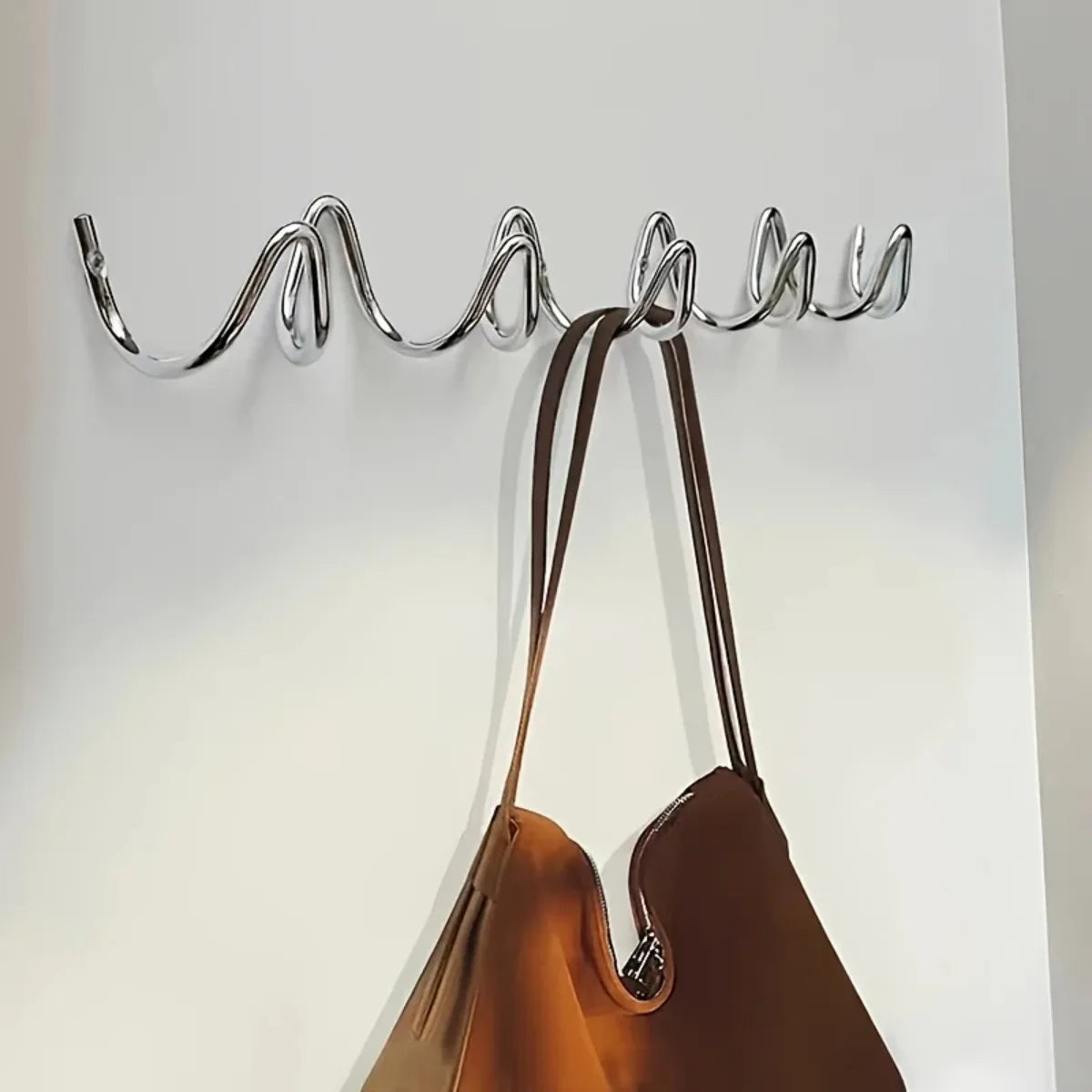 Wavy Design Wall Mounted Metal Hook Silver Black Creative Coat Rack for Home Hotel Entryway
