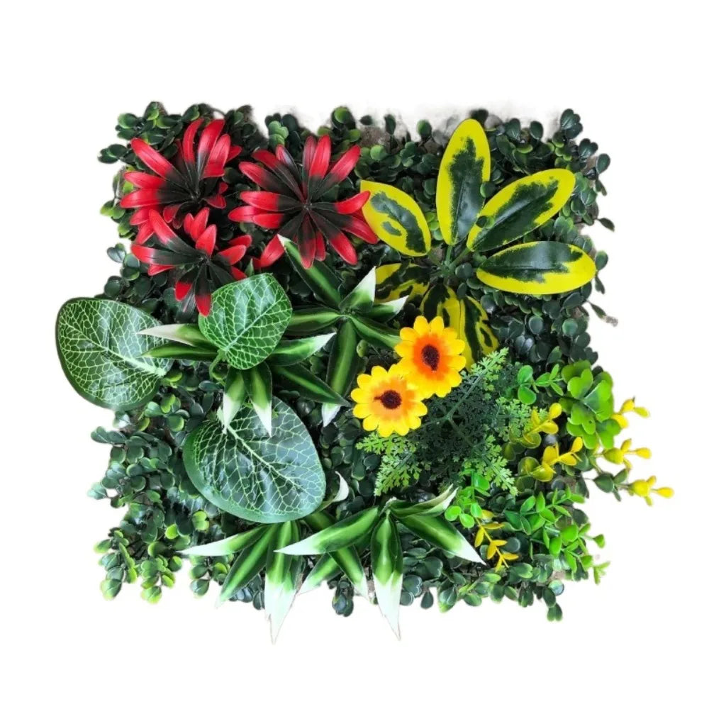 DIY Artificial Plant Wall Panel, Everlasting Sunflower Artificial Eucalyptus Green Mat, 25 * 25 cm Simulated Maple Plant Sheet