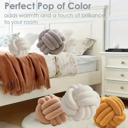 Woven Ball Pillow Knotted Cushion with Backrest Round Ball Shape Perfect for Sofa Decoration For Home Bedroom Decoration