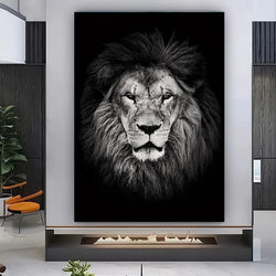 Black Background Roaring Lion Animal Posters and Prints Lion Family Canvas Painting Wall Art Pictures for Living Room Home Decor