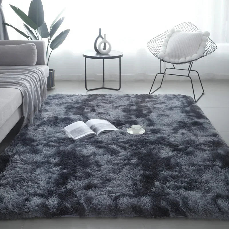 Wholesale Color-Changing Silk-Wool Living Room Sofa Rug, Bedroom Bed Tie-Dye Printed Rug and Wool Blanket