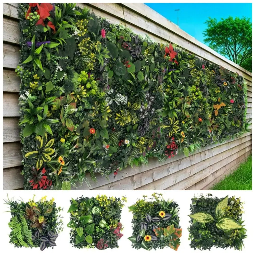 DIY Artificial Plant Wall Panel, Everlasting Sunflower Artificial Eucalyptus Green Mat, 25 * 25 cm Simulated Maple Plant Sheet