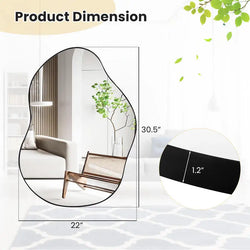 Asymmetrical Wall Mirror, Irregular Decorative Framed Mirror, 2-Way Hanging Modern Art Mirror for Bathroom, Bedroom and Living Room