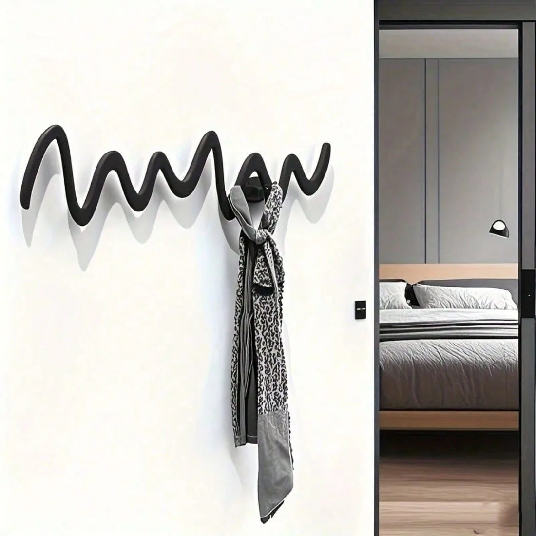 Sakeram Minimalist Wall Hooks, Black Arc Coat Key Hanger Modern Space-Saving Metal for Home Office Decor