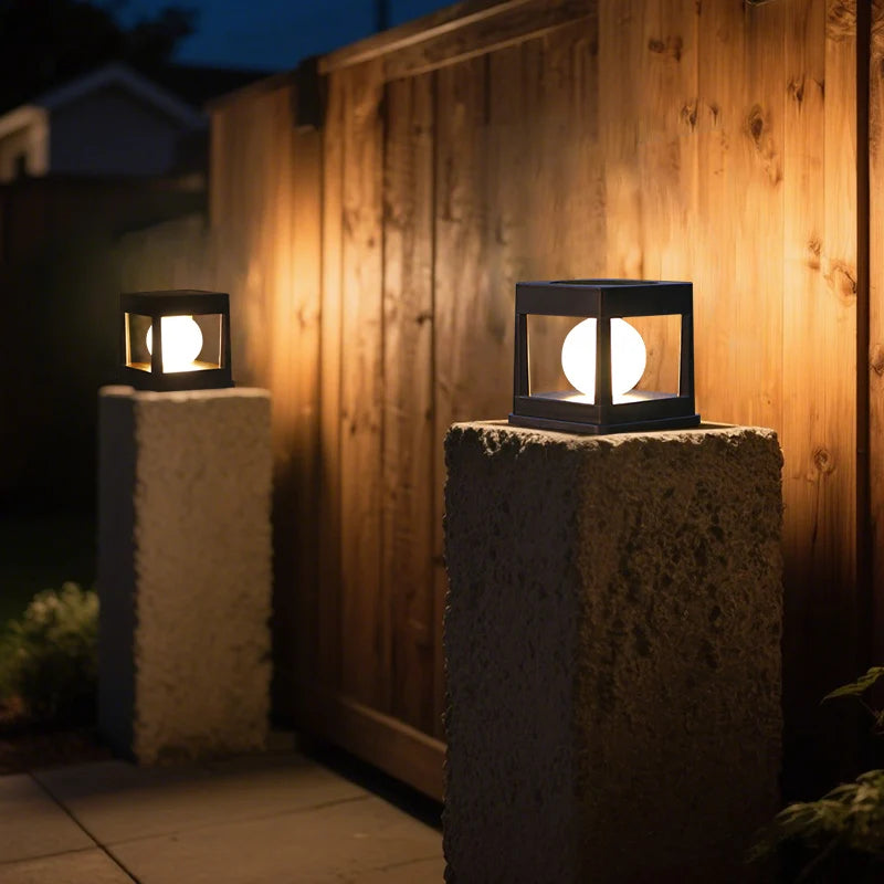 Solar Post Light, Outdoor Post Cap Lights, Solar Fence Post Lamp, Pillar Lamps, Waterproof for Wooden Posts, Patio and Camping Decor