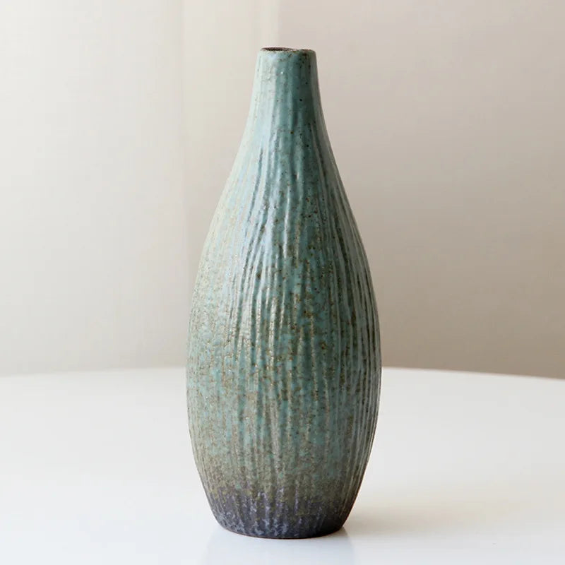 Japanese Style Stoneware Vase, Retro Style Flower Pot, Ceramic Tea Set Ornaments, Zen Home Decoration, Pottery Flower Ware