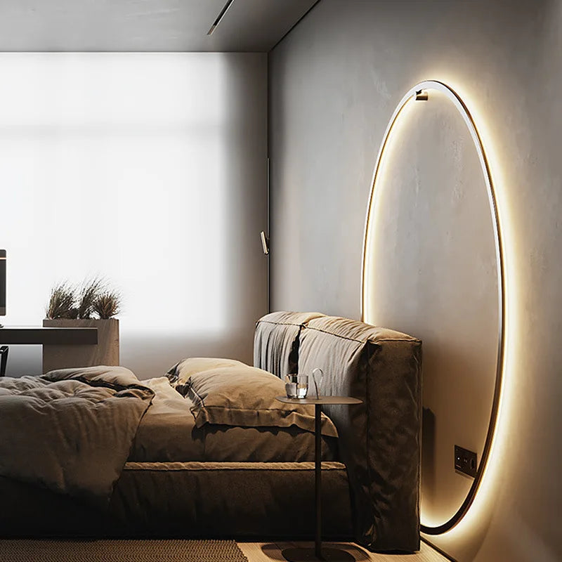 Modern Decorative LED Wall Lamp for Bedroom and Living Room, Scandinavian Design Round Ring Indoor USB Wall Sconce Lighting Fixture