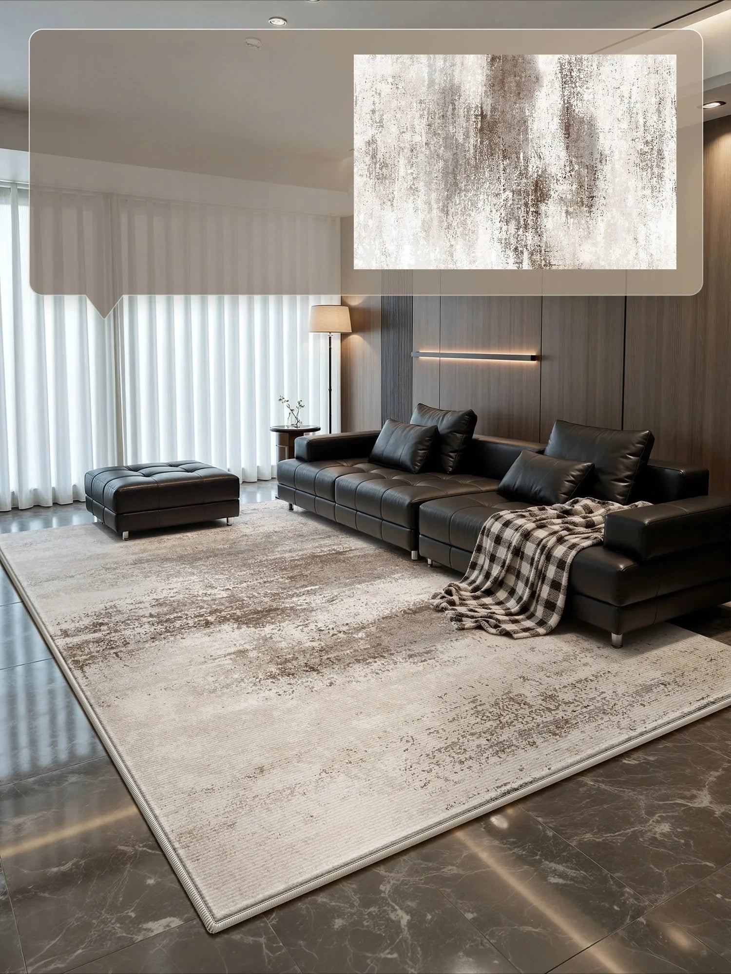 Large Living Room Decorative Washable Rug, Light Luxury Bedroom Carpet, Thick Plush Study Rug, Fluffy Soft Home Carpet