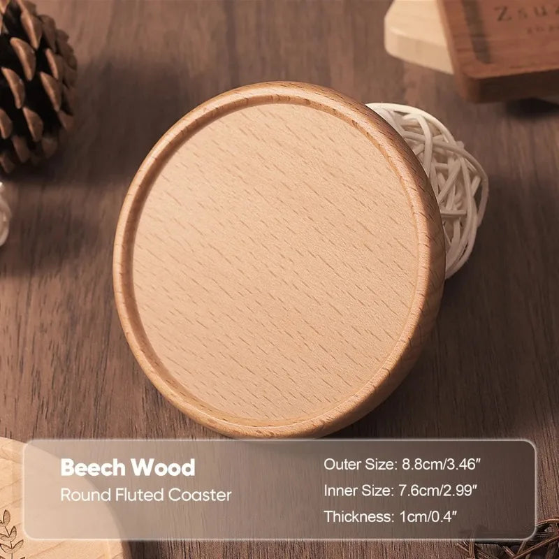 Solid Walnut Wood Coaster Round Square Beech Wood Cup Mat Durable Heat Resistant Tea Coffee Cup Pad Placemats 8.8cm/3.46in
