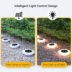 1/4-Pack Solar Ground Lights, 14-LED Waterproof Outdoor Landscape Light, LED Lawn Lamp for Garden, Pathway, Yard, Deck and Camping Decor
