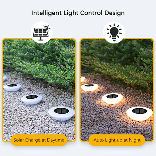 1/4-Pack Solar Ground Lights, 14-LED Waterproof Outdoor Landscape Light, LED Lawn Lamp for Garden, Pathway, Yard, Deck and Camping Decor