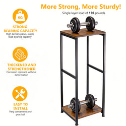2-Tier Metal Plant Stand, Modern Wooden Corner Flower Pot Holder, Indoor Square Shelf Display Rack
