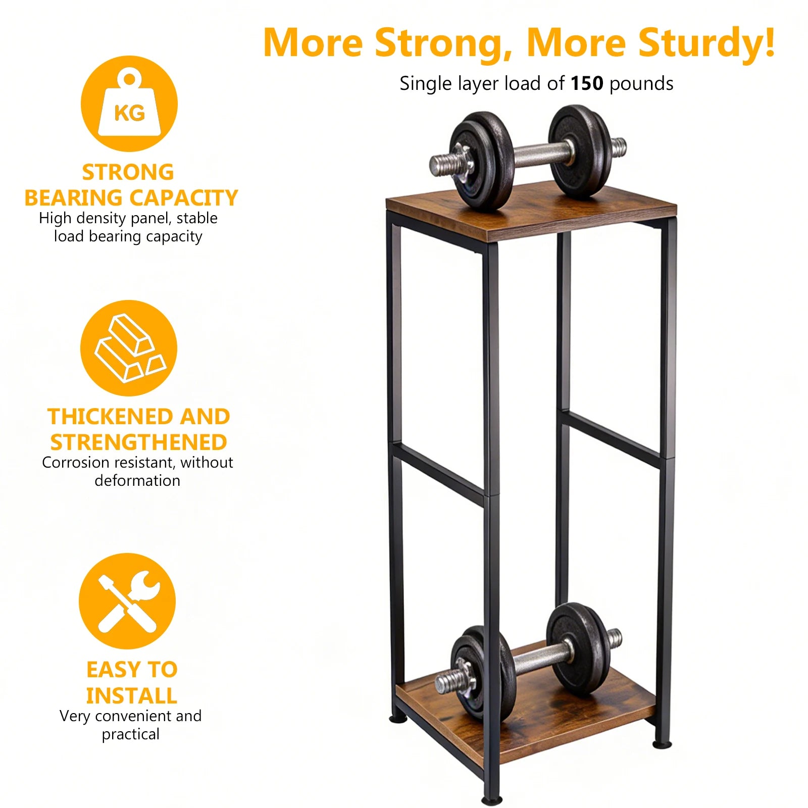 2-Tier Metal Plant Stand, Modern Wooden Corner Flower Pot Holder, Indoor Square Shelf Display Rack