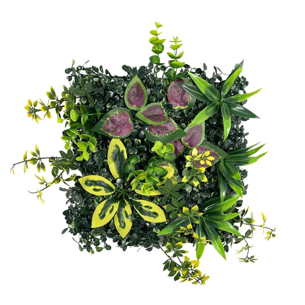 DIY Artificial Plant Wall Panel, Everlasting Sunflower Artificial Eucalyptus Green Mat, 25 * 25 cm Simulated Maple Plant Sheet