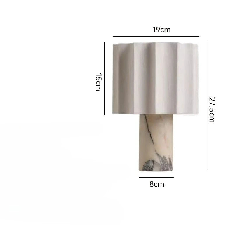Luxury Beside Lamp Natural Marble Table Lamp Fabric Lampshade Yellow Stone Desk Lamp Living Room Bedroom