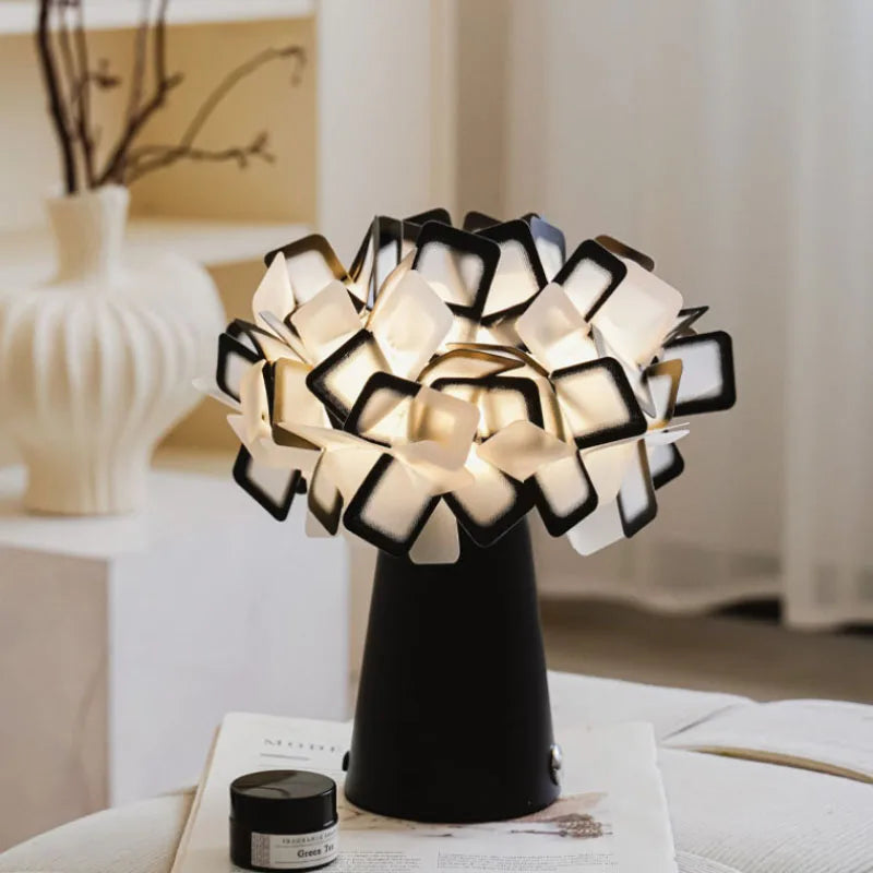Nordic Flower Art Iron PVC Multiple Colors LED Decoration Table Lamp Desk Light For Living Room Bedroom Study Lighting Fixtures