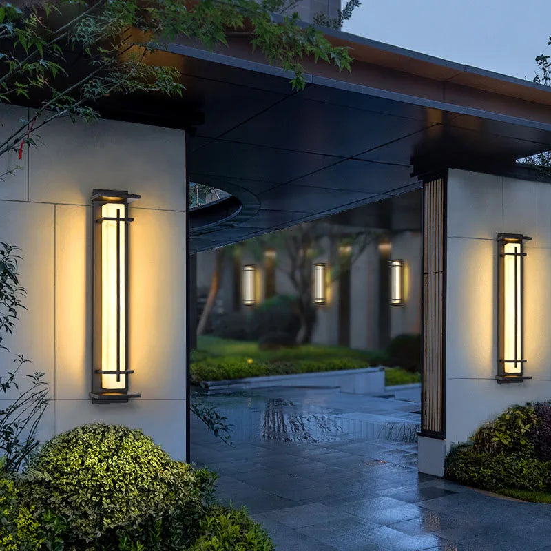 Modern Stainless Steel LED Wall Lamp, Waterproof IP65, 85-265V, Simulated Marble Porch Lamp for Outdoor Street, Path and Sconce Lighting
