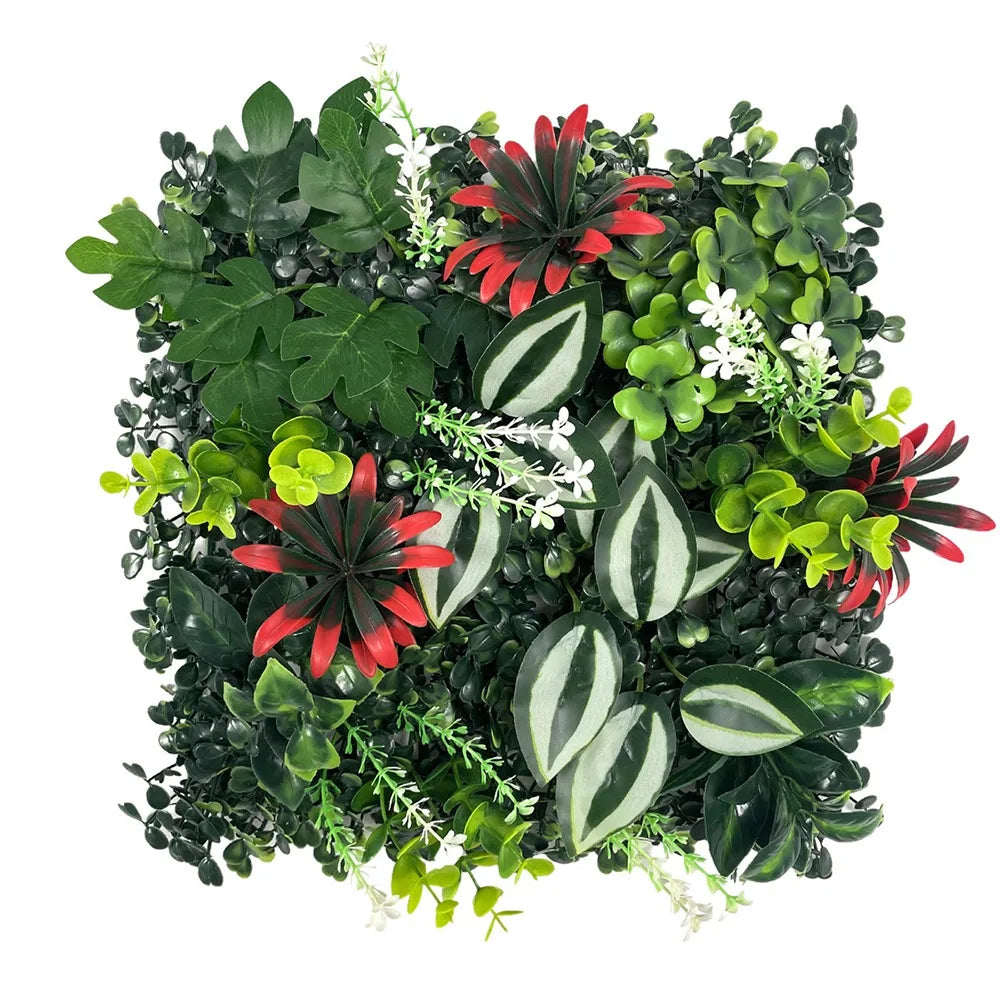 DIY Artificial Plant Wall Panel, Everlasting Sunflower Artificial Eucalyptus Green Mat, 25 * 25 cm Simulated Maple Plant Sheet
