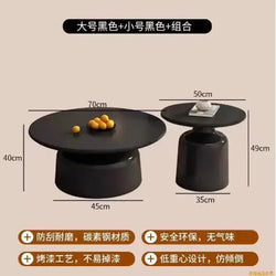 Round Scandinavian-Style Coffee Table Set, Creative Modern Wooden Top and Side Tables with White Base for the Living Room