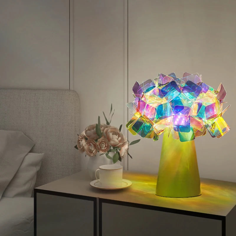 Nordic Flower Art Iron PVC Multiple Colors LED Decoration Table Lamp Desk Light For Living Room Bedroom Study Lighting Fixtures