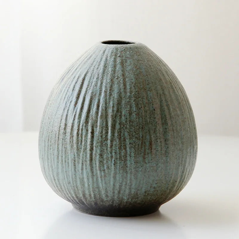 Japanese Style Stoneware Vase, Retro Style Flower Pot, Ceramic Tea Set Ornaments, Zen Home Decoration, Pottery Flower Ware