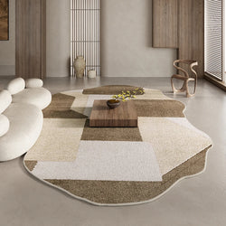 American Retro Rugs for Bedroom, Fluffy Soft Brown Plush Rug, Irregular Living Room Decorative Carpet, Large Thickened Floor Mat
