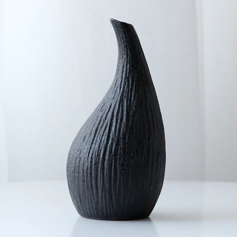 Japanese Style Stoneware Vase, Retro Style Flower Pot, Ceramic Tea Set Ornaments, Zen Home Decoration, Pottery Flower Ware
