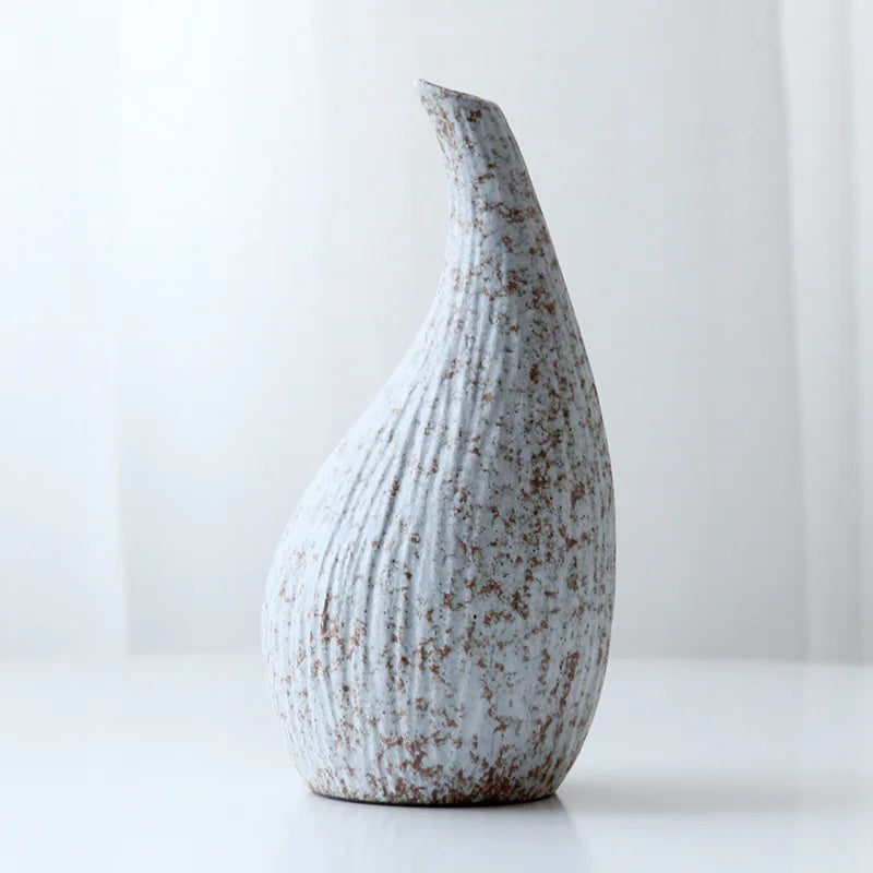 Japanese Style Stoneware Vase, Retro Style Flower Pot, Ceramic Tea Set Ornaments, Zen Home Decoration, Pottery Flower Ware