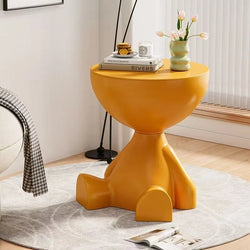 Cream-Colored Trendy Living Room Small Coffee Table, Creative Simple Plastic-Edge INS-Style Bedroom Corner Table