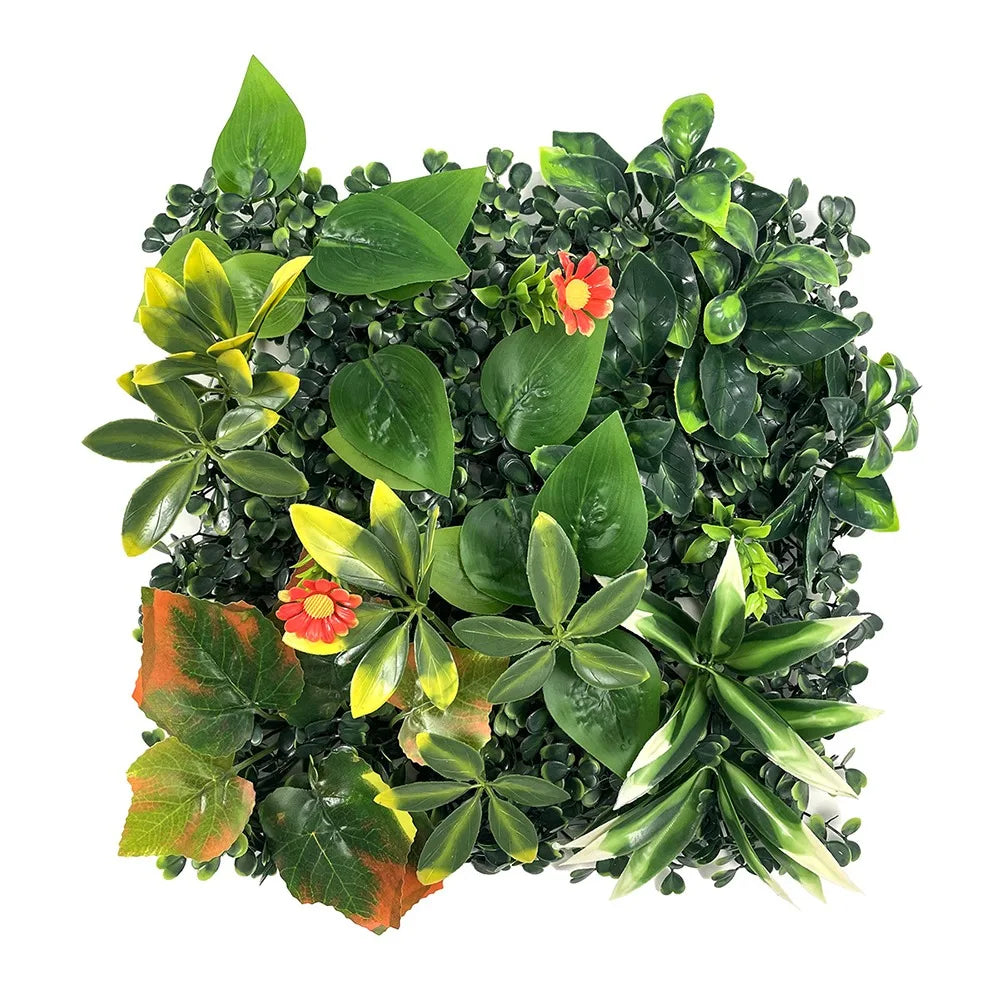 DIY Artificial Plant Wall Panel, Everlasting Sunflower Artificial Eucalyptus Green Mat, 25 * 25 cm Simulated Maple Plant Sheet